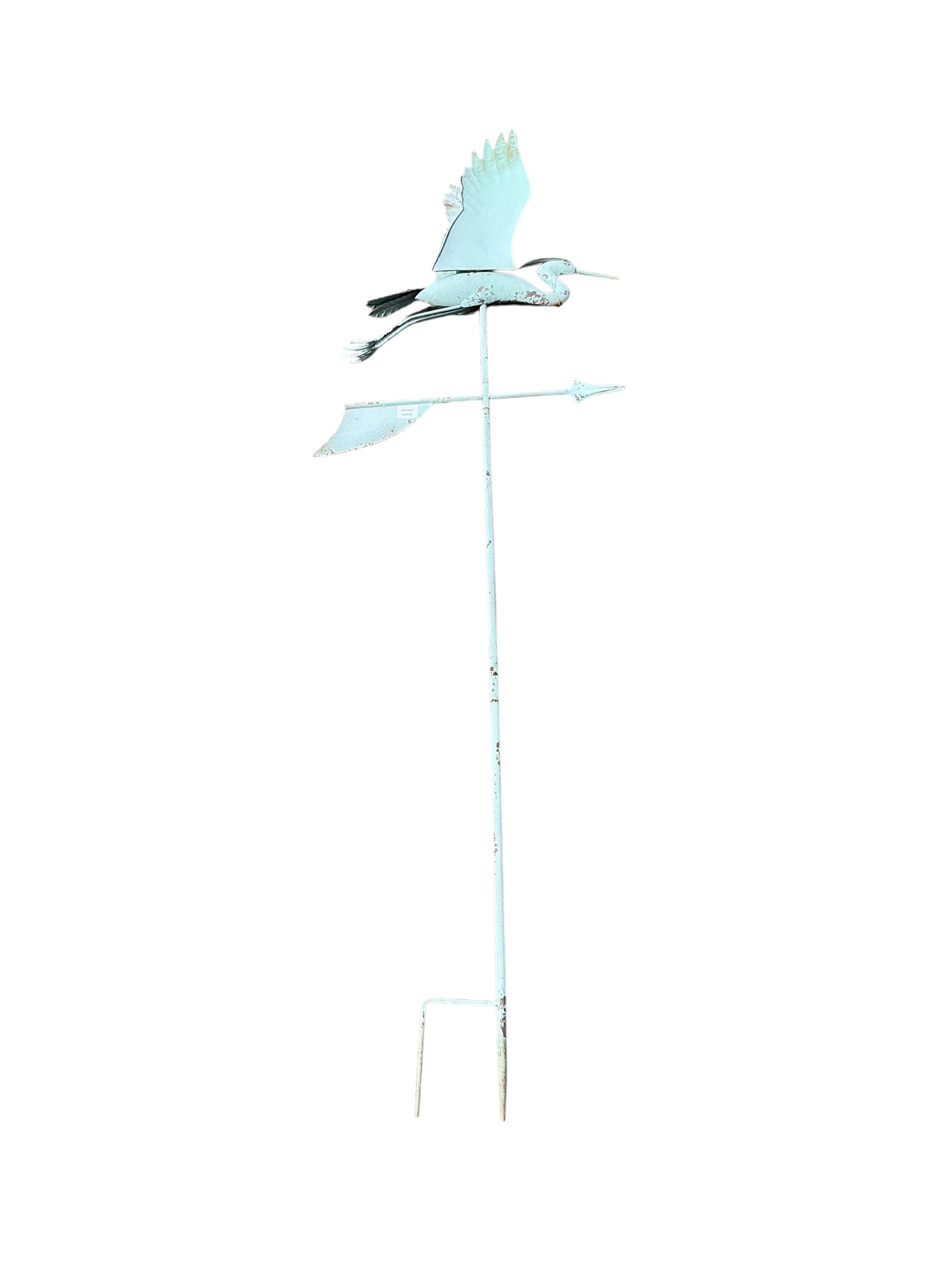 A metal stork weather vane, height 194cm